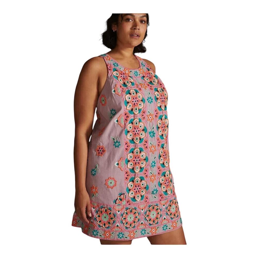 Anthropologie Dress Beaded Embroidered Women 18 NWT